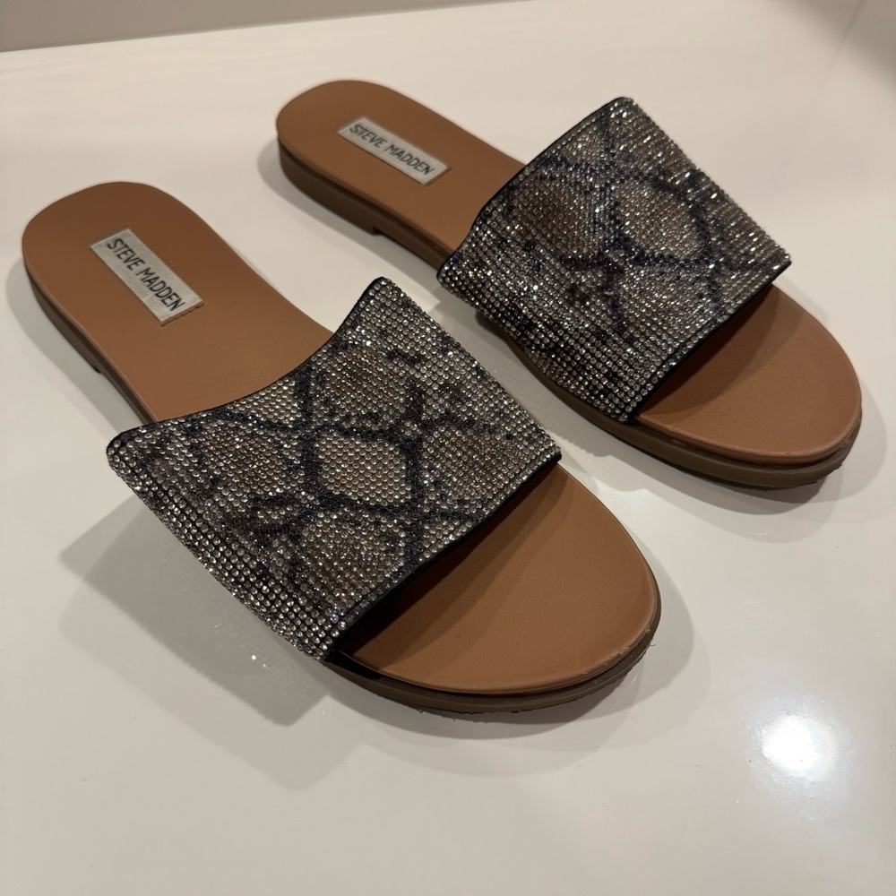 Steve Madden Rhinestone Slide Sandals